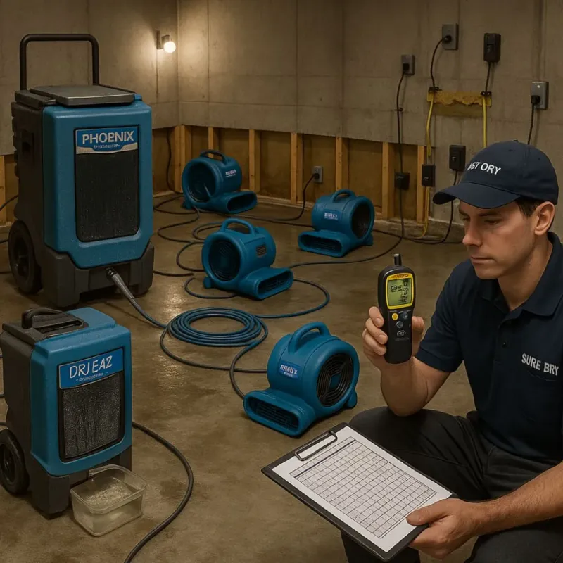 Structural Drying and Dehumidification process in Frenchville, ME